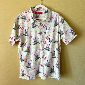 Shinesty Fruit‎ Smash Men's Button Up Lemur Hawaiian Shirt Short Sleeve Size XL